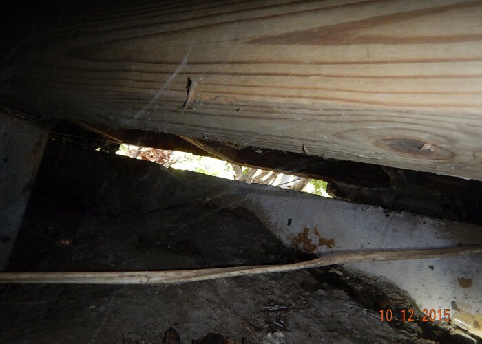 damaged sill at pier and beam foundation