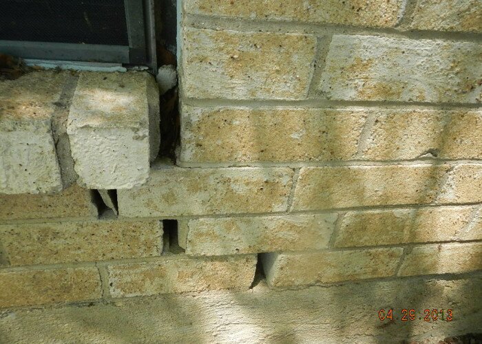foundation damage causing brick veneer wall to separate at fort worth Office